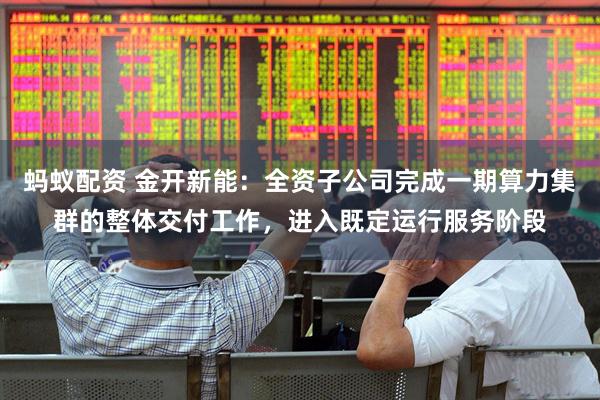 蚂蚁配资 金开新能：全资子公司完成一期算力集群的整体交付工作，进入既定运行服务阶段