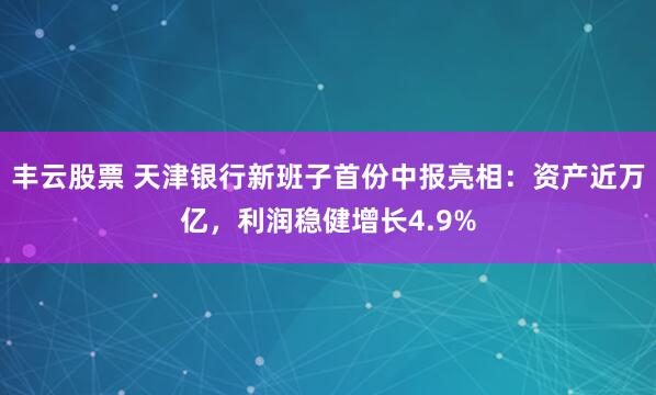 丰云股票 天津银行新班子首份中报亮相：资产近万亿，利润稳健增长4.9%